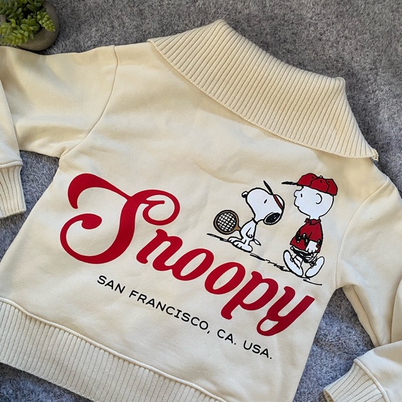 NEW Snoopy sweater with zipper ZARA size Small color beige - Picture 5 of 5